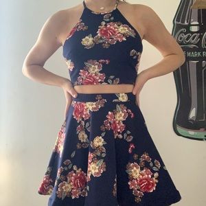 Two piece floral homecoming dress